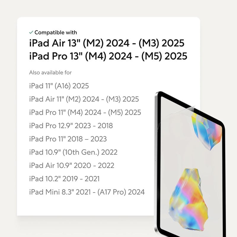 Paperlike 3 واقي شاشة (2x) لجهاز iPad Air 13” (2024/25) و Pro 13” (2024/25) – إحساس حقيقي بالورق، تركيب خالي من الفقاعات (فراشة)، يحمي طرف القلم - Image 2
